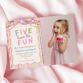 Invitation Cinq fois plus d'amusement Photo de 5e anniversair