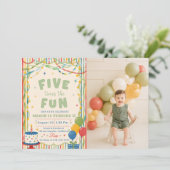 Invitation Cinq fois plus de fun pour le 5e anniversaire (Debout devant)