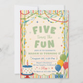 Invitation Cinq fois plus de plaisir 5e anniversaire (Devant)