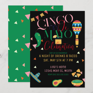Invitation Cinq Mai Fête de Tacos Colorée Célébration B