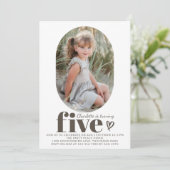 Invitation Cinq photos minimes modernes 5e fête d'anniversair (Debout devant)