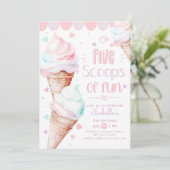 Invitation Cinq Scoops de plaisir crème glacée 5e anniversair (Debout devant)
