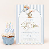 Invitation CINQ Silly Goose Cute Pinstripe Boy 4e anniversair