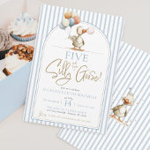 Invitation CINQ Silly Goose Cute Pinstripe Boy 4e anniversair
