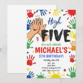 Invitation Cinq sur Cinq Anniversaire Hi Five Fête d'annivers (Devant / Derrière)