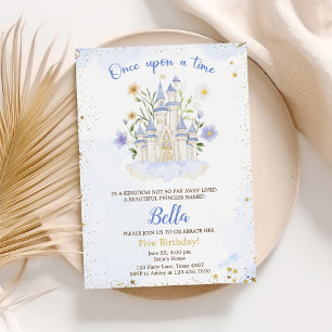 Invitation Cinq toujours une princesse Château Fête d'anniver