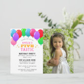 Invitation CINQtastic 5e anniversaire ballon rose photo (Debout devant)