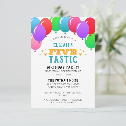 Invitation CINQtastic 5e Anniversaire Bannière Bleu (Debout devant)