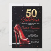 Invitation Cinquante 50 & Fabuleux BIRTHDAY Red Gold High Hee (Devant)