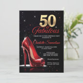 Invitation Cinquante 50 & Fabuleux BIRTHDAY Red Gold High Hee (Debout devant)
