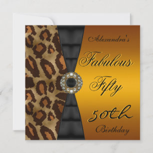 Invitation Cinquante-50e fête d'anniversaire Sauvage Noir Jau