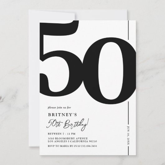 Invitation Cinquante ans de fête (Devant)