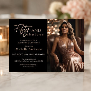 Invitation Cinquante ans élégants et fabuleux Rose Gold Black