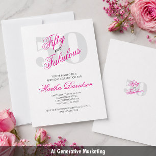 Invitation Cinquante ans et Fabuleuse Célébration Rose Glamou