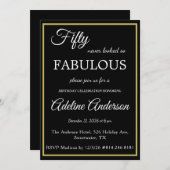Invitation Cinquante ans et Fabuleuse Femme Noir Or 50e Anniv (Devant / Derrière)