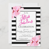 Invitation Cinquante ans et Fabuleuse Fleur Rose et Rayure No (Dos)