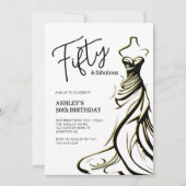 Invitation Cinquante ans et Fabuleuse Robe Noir Blanc 50e Ann (Devant)