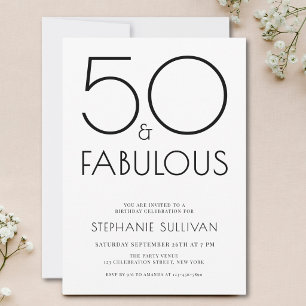Invitation Cinquante ans et Fabuleux Anniversaire Minimal 50