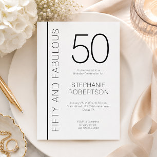 Invitation Cinquante ans et Fabuleux Anniversaire Moderne de