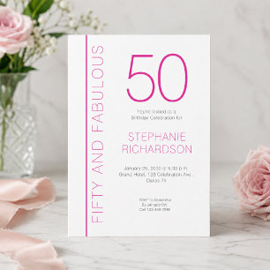 Invitation Cinquante ans et Fabuleux Anniversaire Moderne de