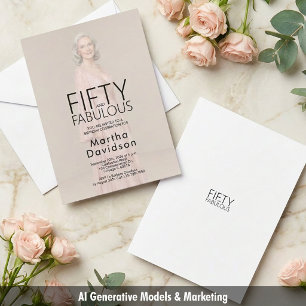 Invitation Cinquante ans et Fabuleux Chic Photo Anniversaire
