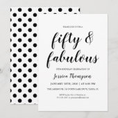 Invitation Cinquante ans et Fabuleux Écriture noire pour 50e  (Devant / Derrière)