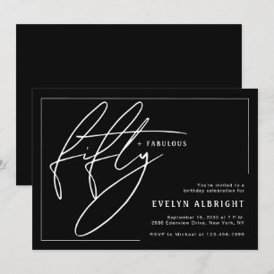 Invitation Cinquante ans et Fabuleux Minimal Fête d'anniversa
