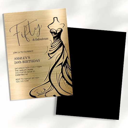 Invitation Cinquante ans et Fabuleux Robe Or 50e Anniversaire
