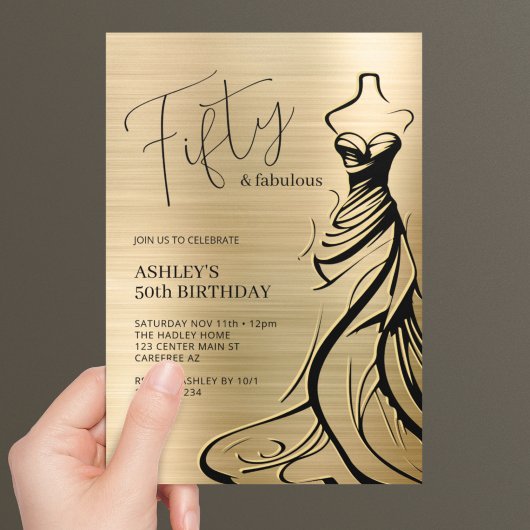 Invitation Cinquante ans et Fabuleux Robe Or 50e Anniversaire