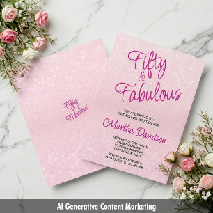 Invitation Cinquante ans et Fabuleux Rose Pailleté Élégant
