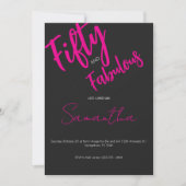 Invitation Cinquante ans et Fabuleux Script 50e Anniversaire (Devant)
