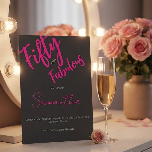 Invitation Cinquante ans et Fabuleux Script 50e Anniversaire