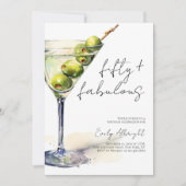 Invitation Cinquante ans et Fabuleux Script Aquarelle Martini (Devant)