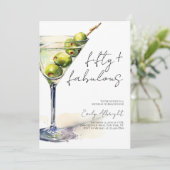 Invitation Cinquante ans et Fabuleux Script Aquarelle Martini (Debout devant)
