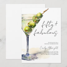 Cinquante ans et Fabuleux Script Aquarelle Martini