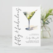 Invitation Cinquante ans et Fabuleux Script Aquarelle Martini (Debout devant)
