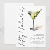 Invitation Cinquante ans et Fabuleux Script Aquarelle Martini (Devant / Derrière)
