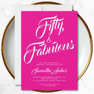 Invitation Cinquante ans et Fabuleux Script Fête d'anniversai