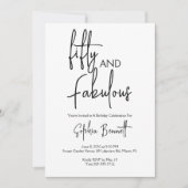 Invitation Cinquante ans et Fabuleux Script Fête d'anniversai (Devant)