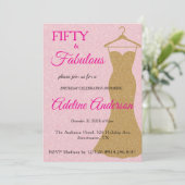 Invitation Cinquante ans et Fabuleux Script Rose Or 50e Anniv (Debout devant)