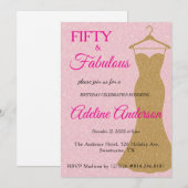 Invitation Cinquante ans et Fabuleux Script Rose Or 50e Anniv (Devant / Derrière)