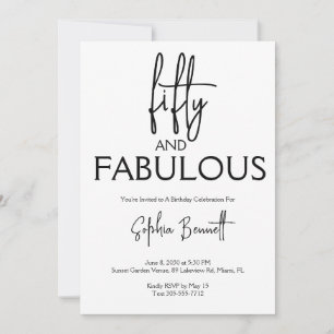 Invitation Cinquante ans et Fabuleux Texte Fête d'anniversair