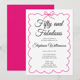 Invitation Cinquante ans et Fantastique Écriture Rose et Noir