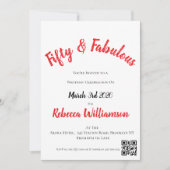 Invitation Cinquante ans et Fantastique Script Rouge 50e Anni (Devant)