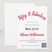 Invitation Cinquante ans et Fantastique Script Rouge 50e Anni (Devant / Derrière)