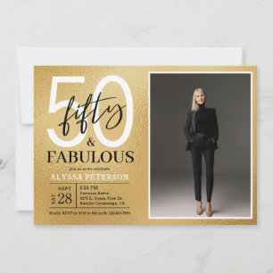 Invitation Cinquante ans et Fantastique Texte Photo 50e Anniv