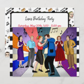 Invitation Cinquante ans rétro Thématique Anniversaire (Devant / Derrière)