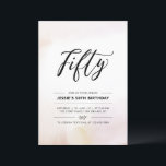 Invitation Cinquante | Aquarelle minimale de 50e anniversaire<br><div class="desc">Célébrez votre journée spéciale avec cette simple invitation à la fête du 50e anniversaire. Ce design comprend un script de lettrage "Fifty" élégant avec un arrière - plan de lavage à l'aquarelle neutre et doux. D'autres invitations pour les anniversaires d'adultes et fournitures de fête sont disponibles dans ma boutique BaraBomDesign....</div>