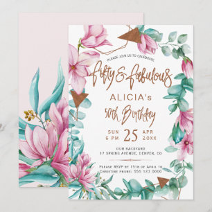 Invitation Cinquante aquarelles florales fabuleuses pour 50e 