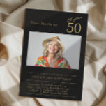Invitation Cinquante Black Gold 50th Birthday Party Photo<br><div class="desc">Faites de votre 50e anniversaire un extra spécial avec cette magnifique invitation en noir et or de Zazzle! Nos invitations noirs de fête sur mesure disposent d'une belle police de script aux accents d'or gras pour une touche luxueuse. Customisez facilement les détails de votre événement sur la carte et ajoutez...</div>
